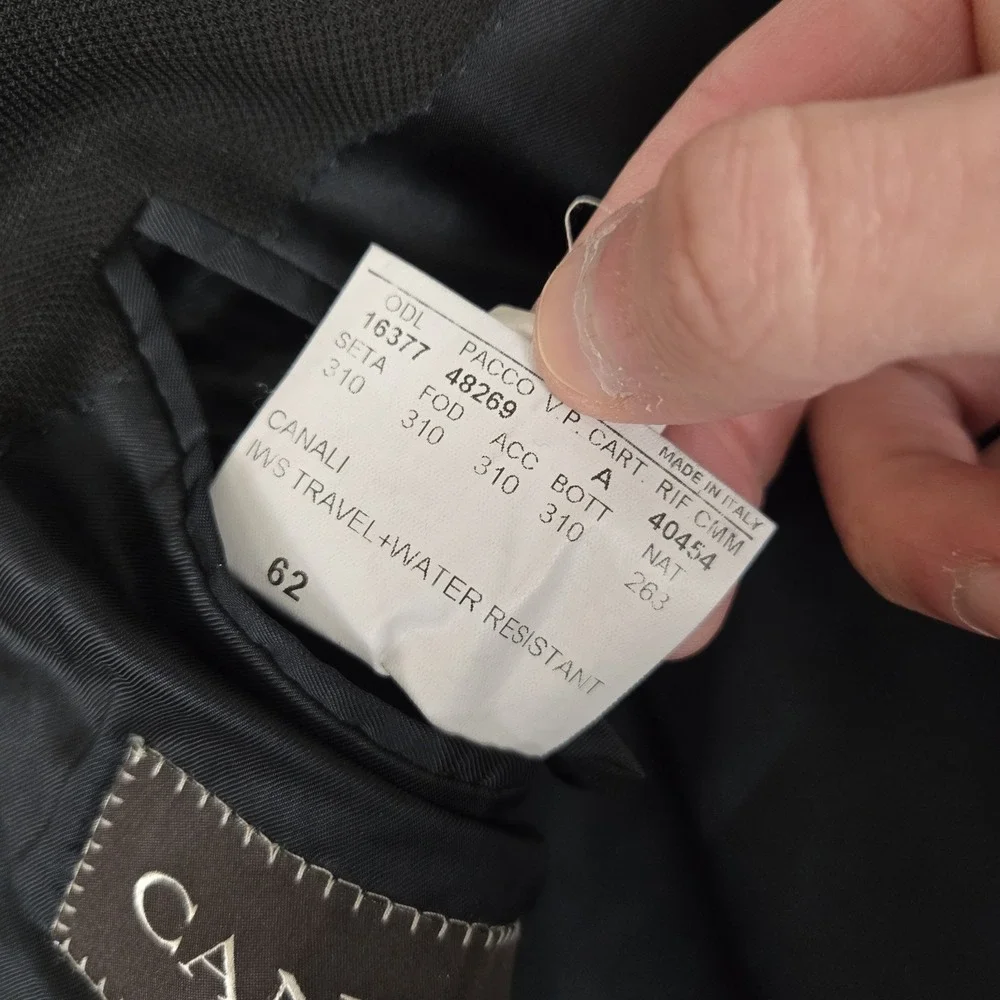 Canali Blazer Men 48R Black Wool Sport Jacket Italy Travel Water Resistant *READ